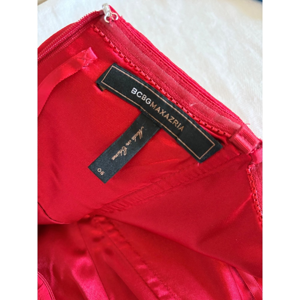 BCBGMaxazria Red Silk Gown Strapless Ruffle Tiered Formal Dress Y2K 100% Silk - Picture 16 of 16